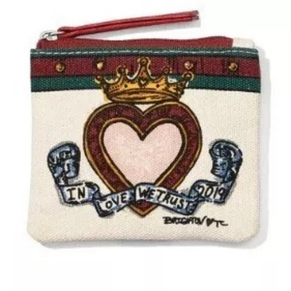 Brighton "In Love We Trust" Canvas Tote Bag & 2 Matching Pouches Bundle, NWT - Picture 8 of 8